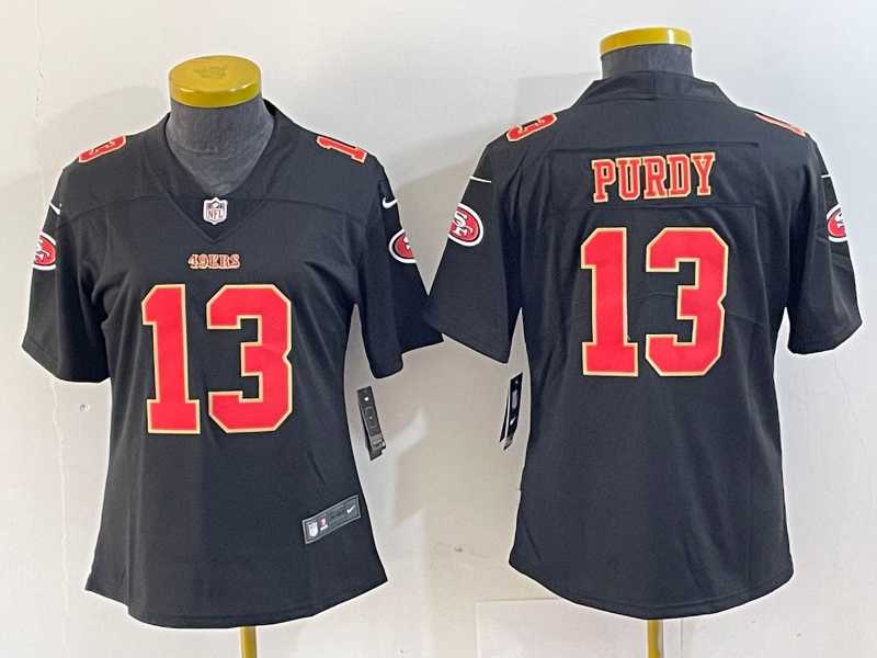 Women's San Francisco 49ers #13 Brock Purdy Black Red Fashion Vapor Limited Stitched Jersey,We sell and wholesale Women's San Francisco 49ers #13 Brock Purdy Black Red Fashion Vapor Limited Stitched Jersey on line form chian!